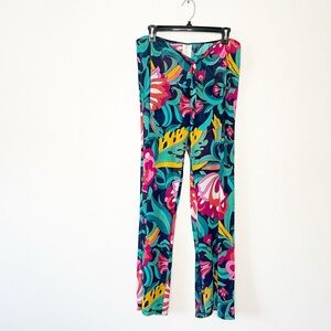 NEW Trina Turk Mesh Beach Pant Cover-Up Front Tie Sash Size Medium Floral Boho